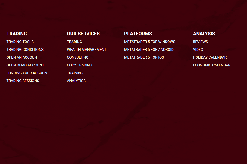 The list of services ACB